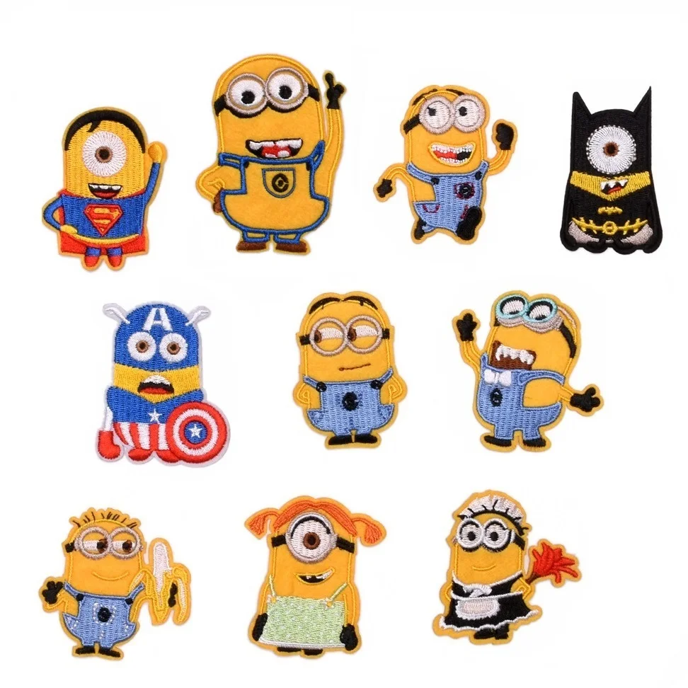 10/15Pcs Cartoon Cute Little Yellow Man Clothing Embroidery ironing Patch stickers Child clothing T-shirt Backpack decor Badge