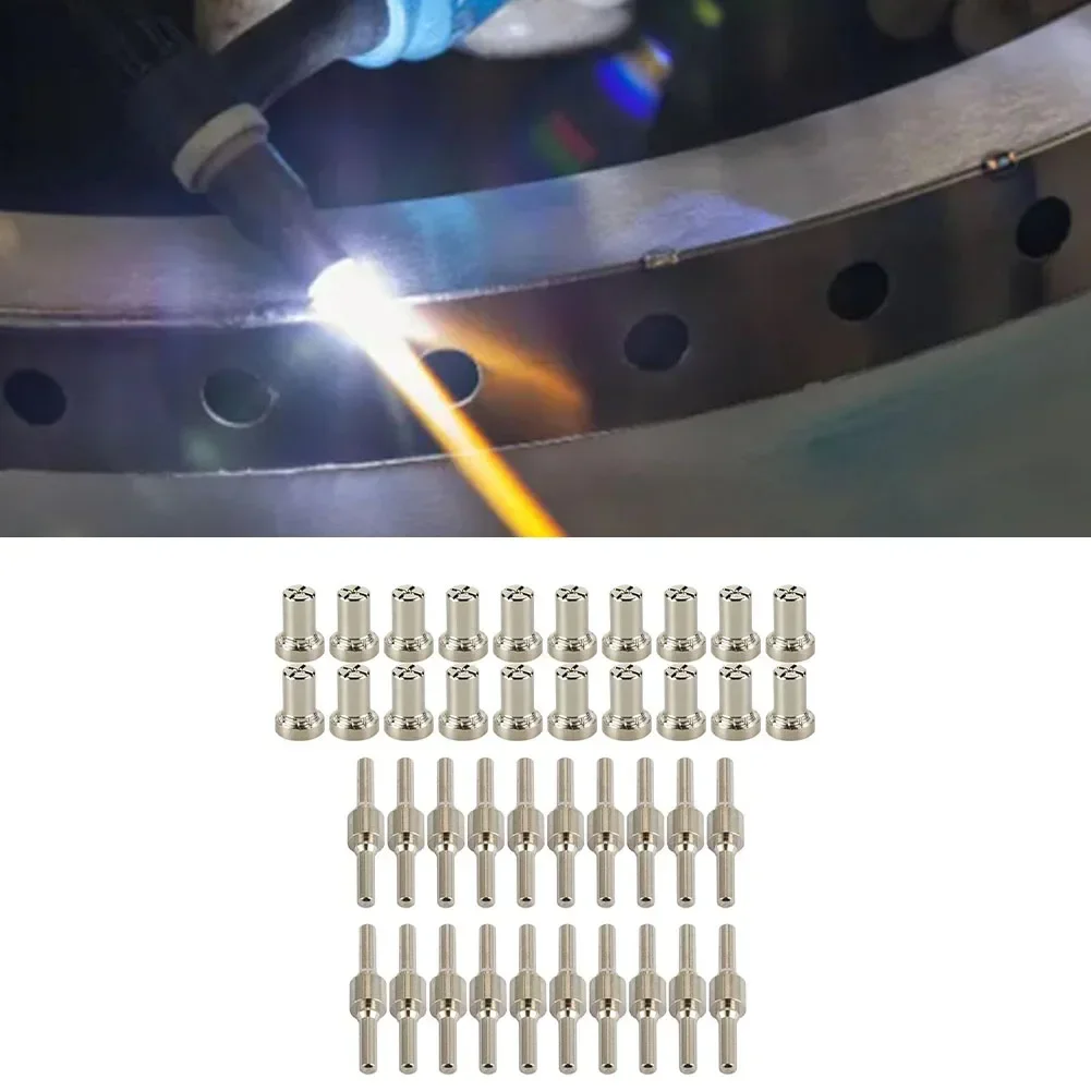 

40 шт. PT31 LG40 Plazma Kesici Elektrot Ucu Kabı Genişletilmiş Nikel Kaplama Sarf Malzemeleri Meme PT31 CUT40 CUT50s PLC50D