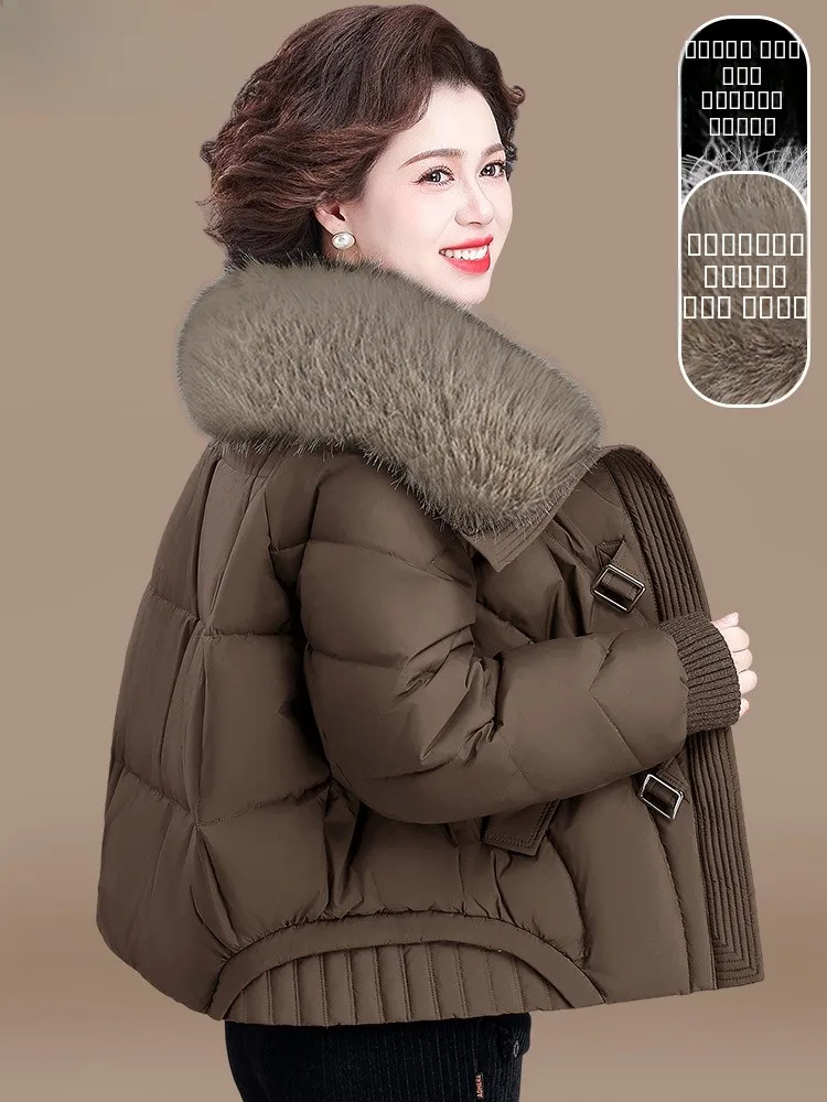

Faionable Young Mom Winter Coat Large Fur Collar down Jaet Women's Cotton Padded Outerwear Sli Autumn Winter Clothes ...