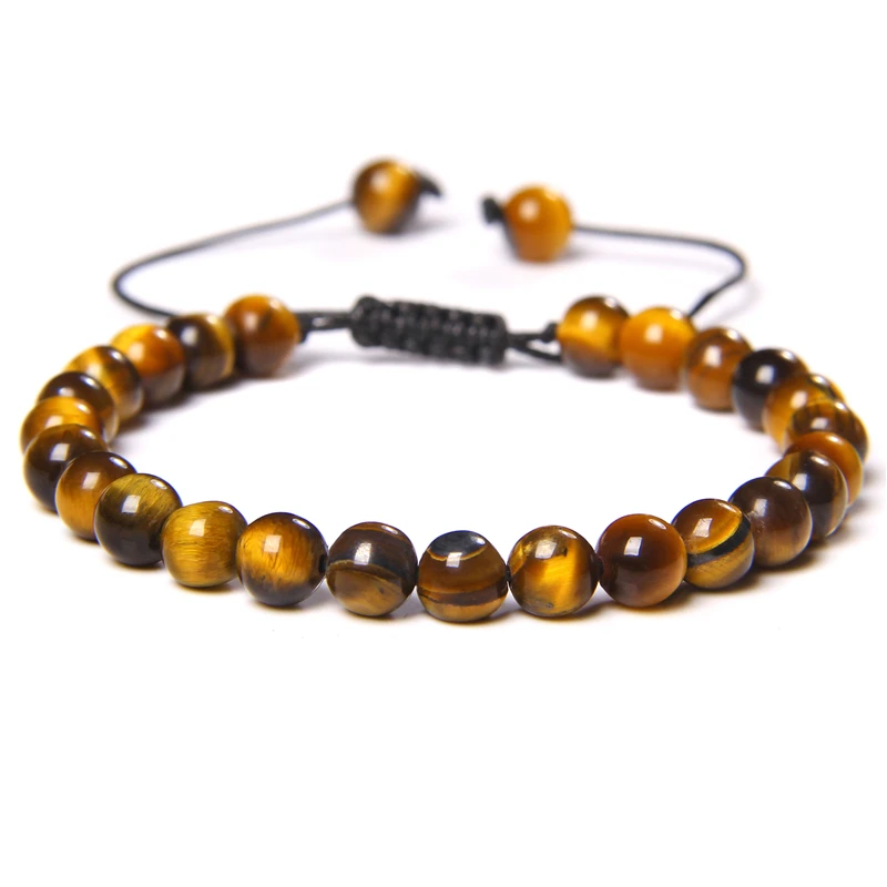 Blue Tiger Eye 6MM Beads Braided Bracelet Natural Stone Buddha Bracelets For Women Men Health Protection Meditation Jewelry