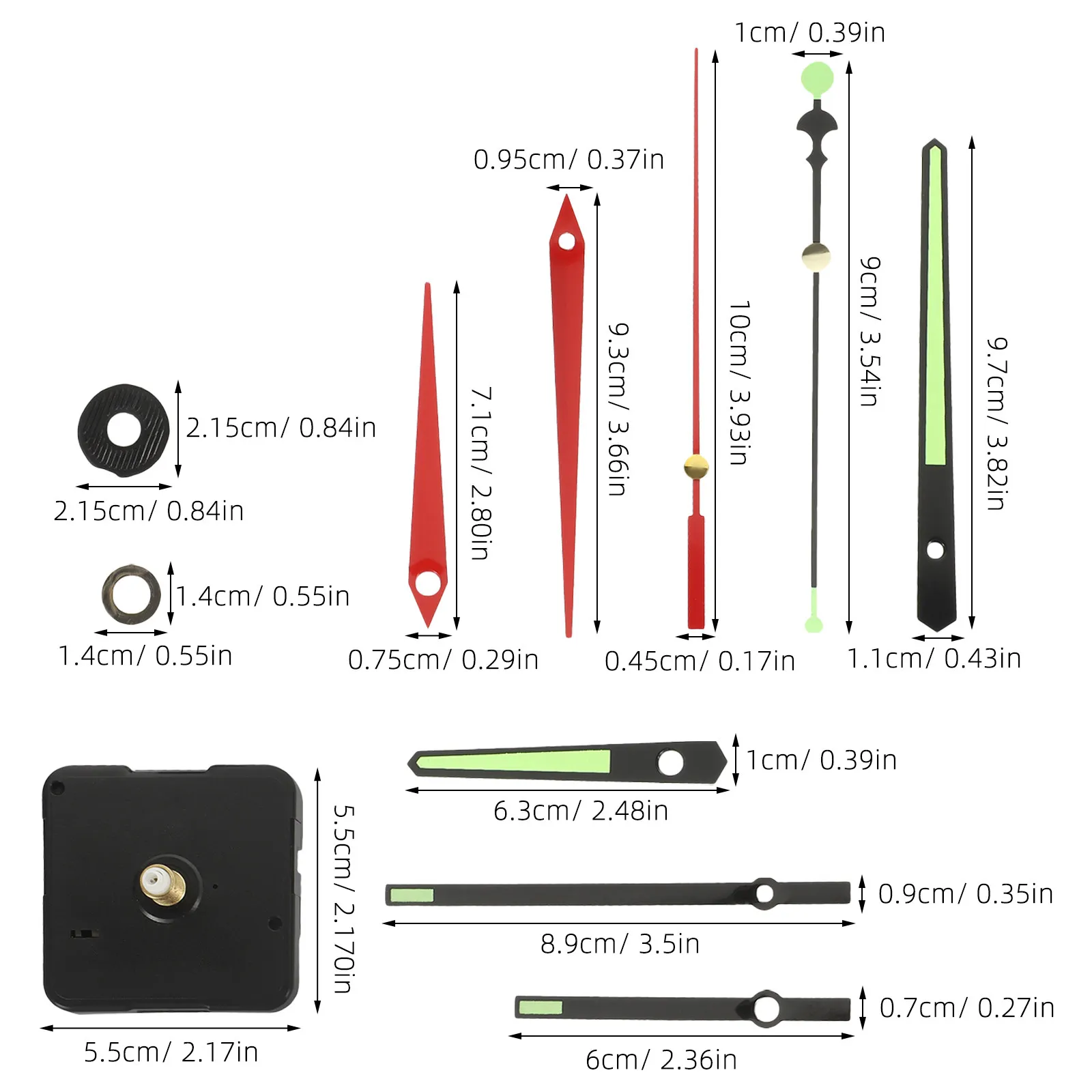 1Set Clock Works Replacement Kit Silent Quartz Clock Movement with Elegant Glow in The Dark Hands for Crafting Repairing Wall