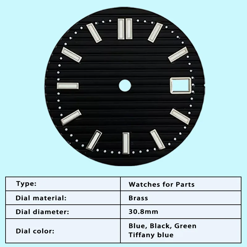 Watch Dial Replacement Parts 30.8mm Green Luminous Dial With Single Calendar Frame Literal Suitable For NH35 NH36 NH38 Movement