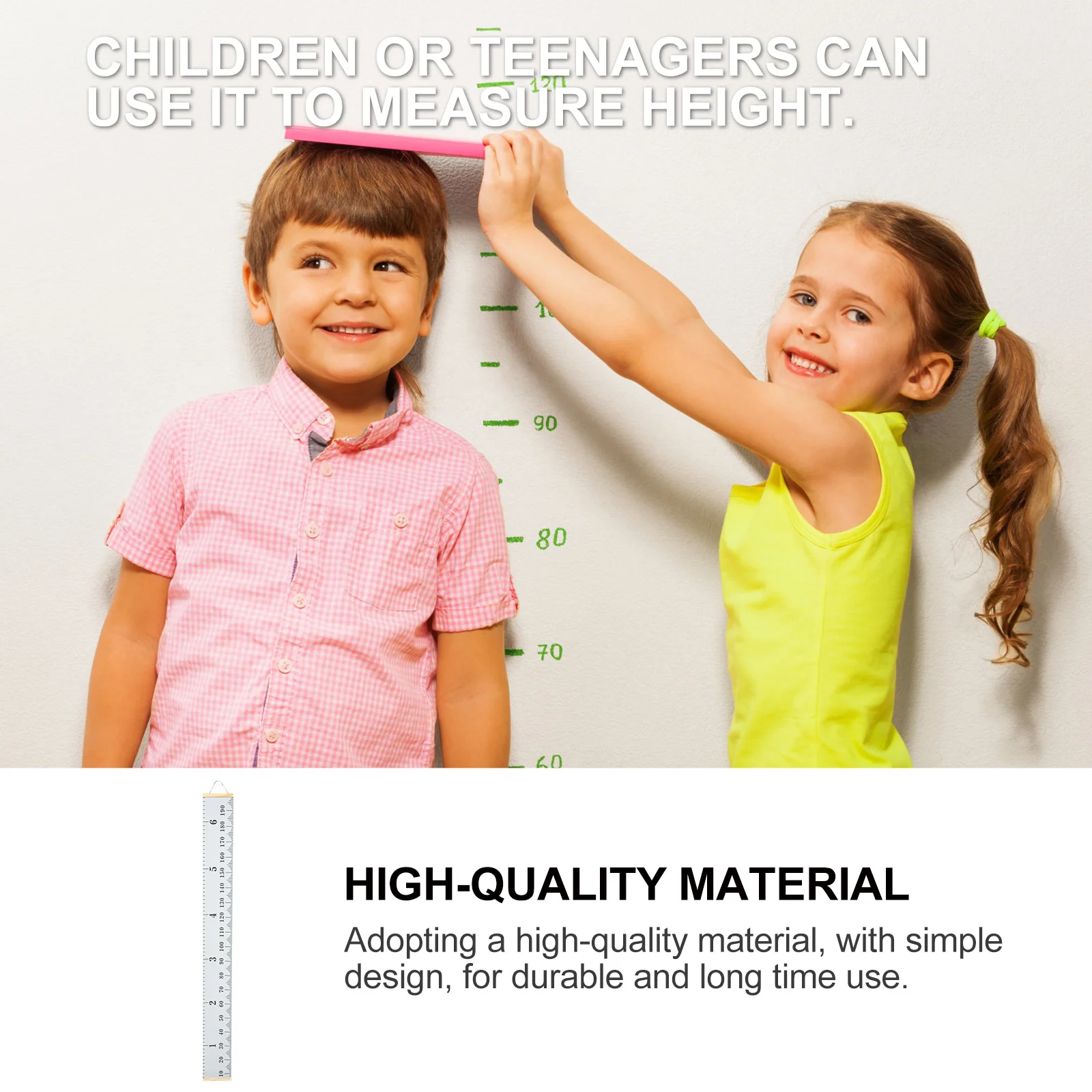 

1Pcs Height Chart Pendant Wall Hanging Ruler Growth Measuring Ruler Gray Durable Removable Height Measurement for Room
