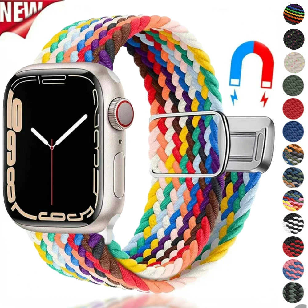 Braided Loop Strap for Apple Watch Band 44mm 40mm 49mm 45mm 41mm 42mm 38mm Nylon Solo Bracelet iWatch Series Ultra 8 7 6 5 4 SE