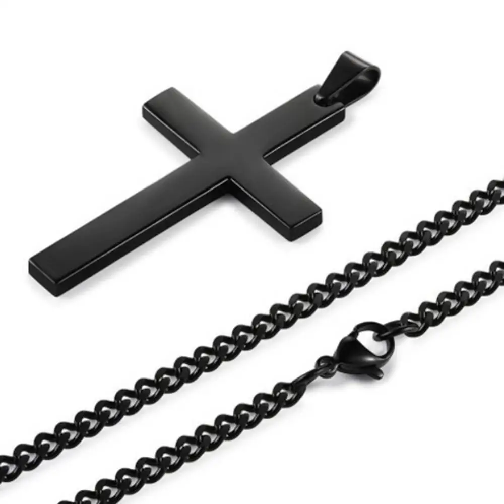 Men Chain On The Neck Fashion Men Simple Cross Pendant Alloy Necklace Chain Jewelry Christmas Day Gift