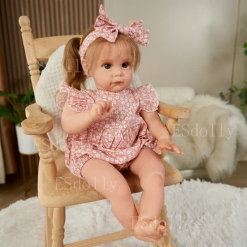 58cm 23inch Maggi reborn baby dolls handmade lifelike silicone babies root hair Christmas gift for girls with cloth body