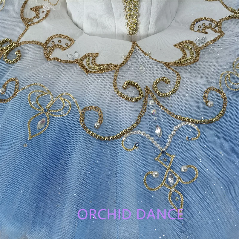 Professional High Quality 12 Layers Custom Size Kids Girls Women Adult Stage Performance Wear Ombre Blue Ballet Tutu Costumes