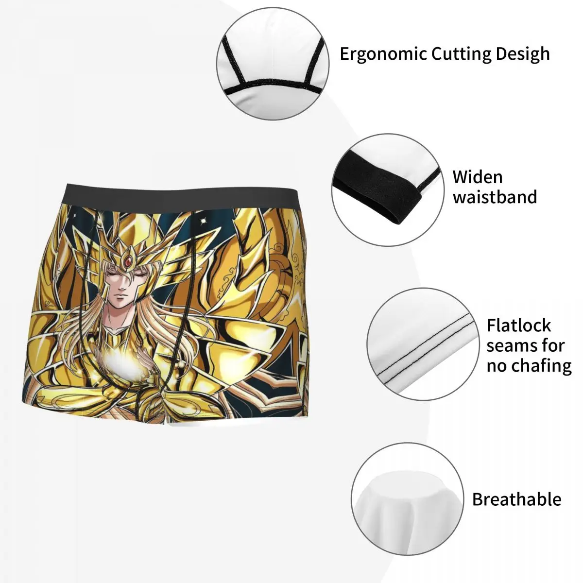 Men Boxer Briefs Saint Seiya Breathable Funny Underpants Top Quality Print Shorts Birthday Gifts