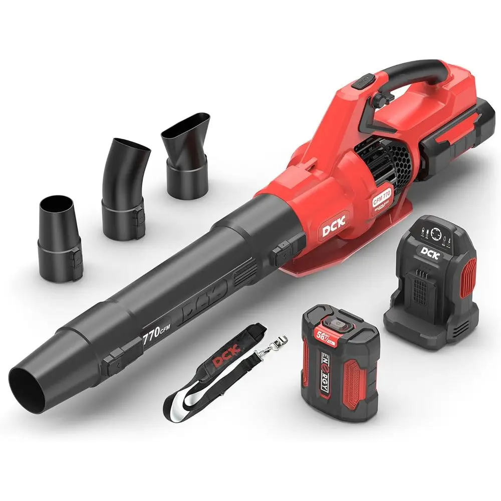 

Аккумуляторная воздуходувка для листьев, 58 В, с переменной скоростью, бесщеточная, 770 куб. футов в минуту, электрическая воздуходувка для листьев с аккумулятором 4 Ач и зарядным устройством 5 Ач для La