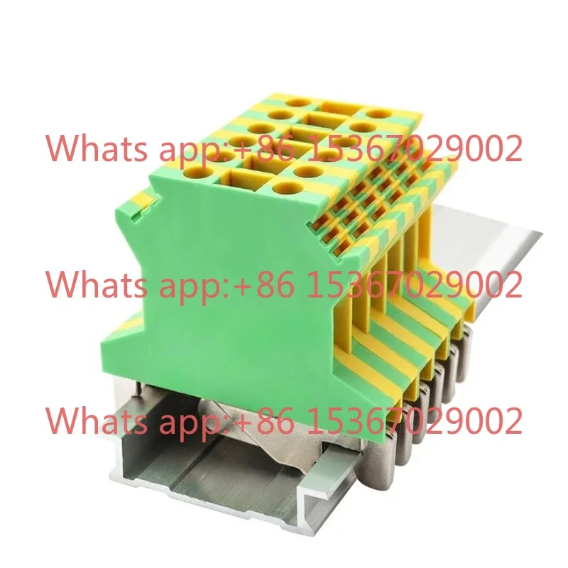 Yellow green grounding terminal USLKG2.5 dual color 4/10/16 square rail type pure copper electrical box wiring terminal block