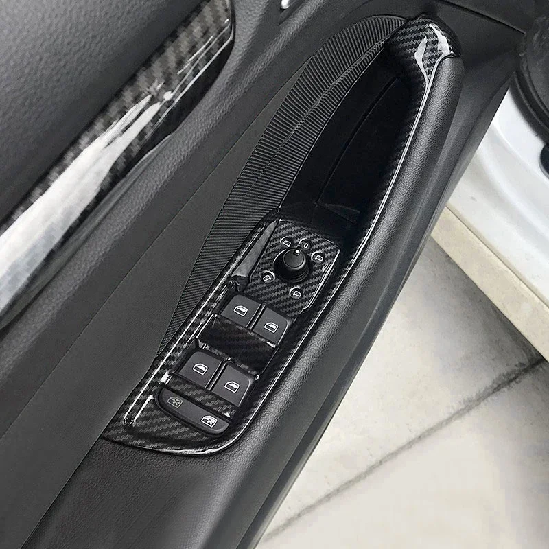 

ABS Carbon Fiber Car Door Window Glass Switch Button Armrest Panel Cover Trim For Audi A3 8V 2015 - 2020 Interior Accessories