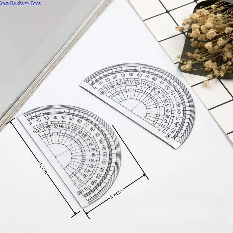 D0UA Plastic Mathematical Drawing Reger Professional Math Geometry Herramienta con protractor cuadrado Regla directa para