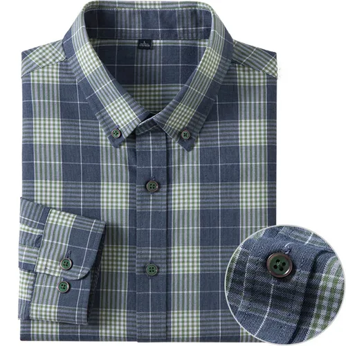 Imagen 2 del producto Nuevas camisas de calidad para hombre, camisa de vestir Formal de corte Regular suave a rayas informales de algodón puro de manga larga, ropa Social para hombre