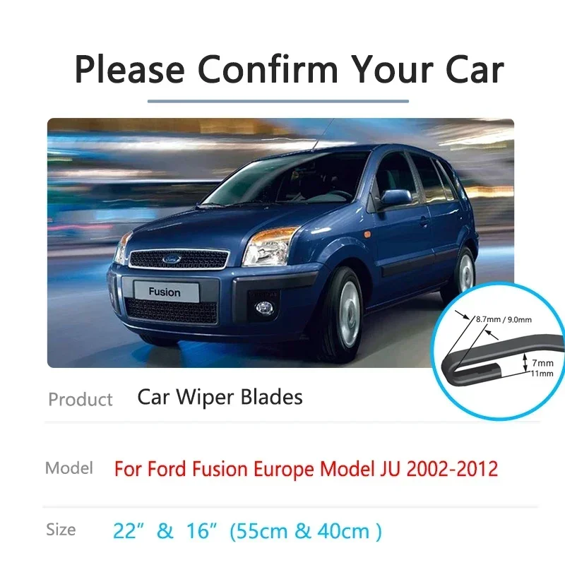 For Ford Fusion Europe Model JU 2002~2012 Front Wiper Blade Car Accessories Window Windshield Windscreen Washer LHD RHD U J Hook 2
