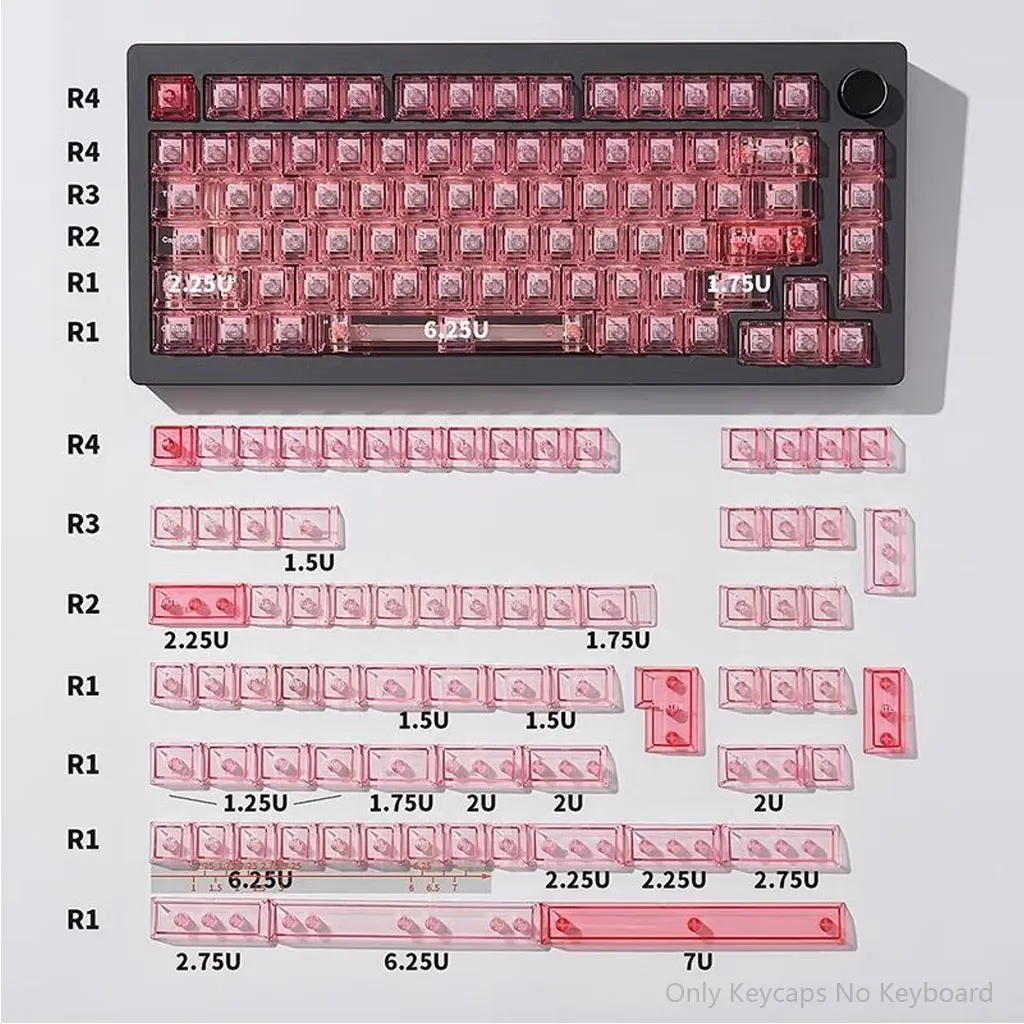 Imagem -06 - Teclas Glaciar Transparência Keycaps Conjunto Completo Cereja Altura Pbt Sublimação Térmica para 61 87 98 104 108 Teclado Mecânico 157