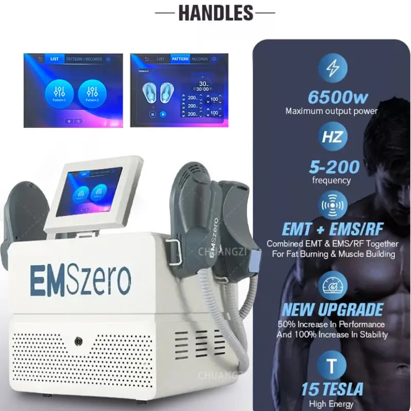 

15 Tesla EMSzero Neo 6500W EMS Muscle Body Sculpting Machine Hiemt RF Slimming 4 Handles and Pelvic Stimulation Pad Optional