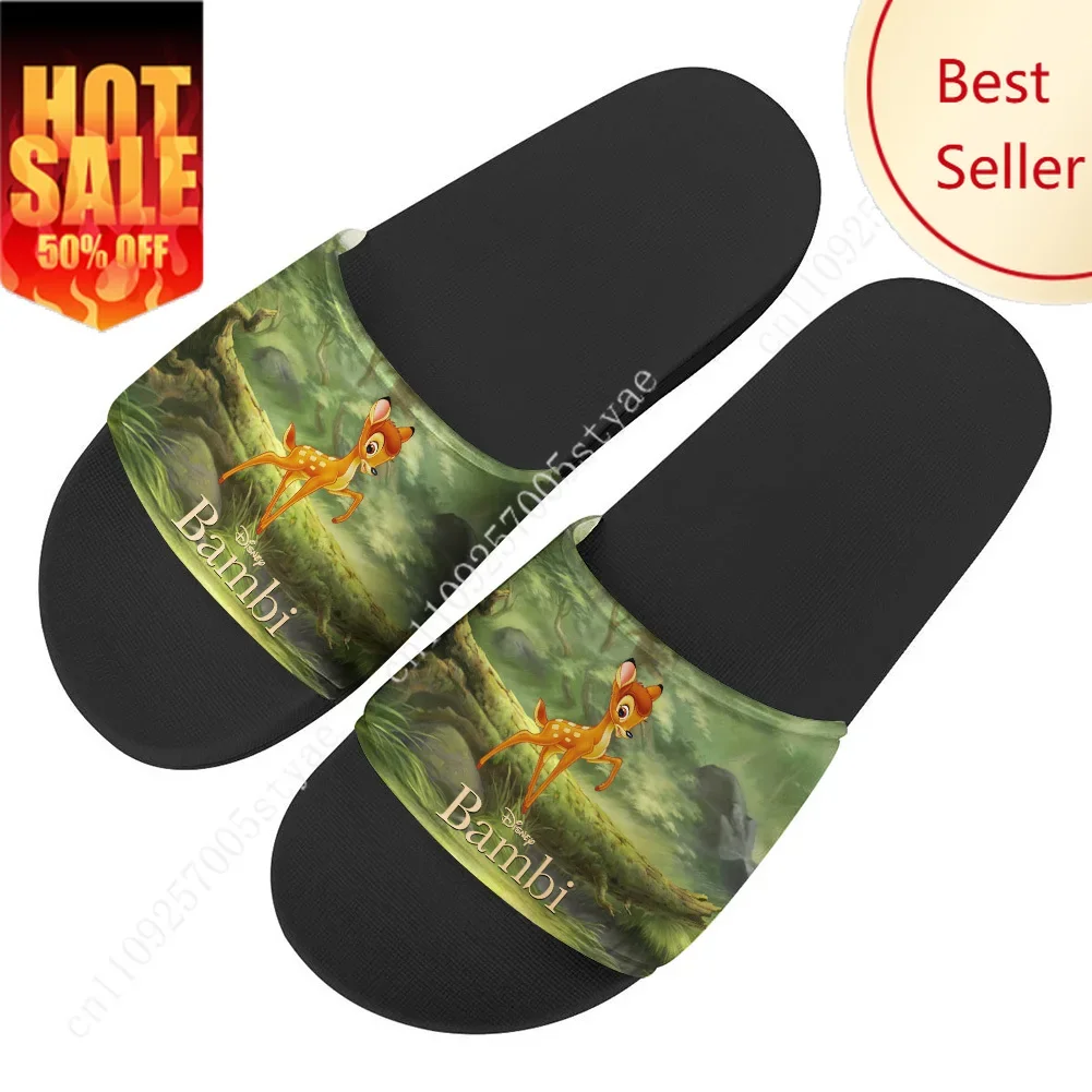 

Bambi House Slippers Disney Cartoon Movies Decoration Sandals Design Your Photo Text Logo Holiday Gifts Custom Shoes