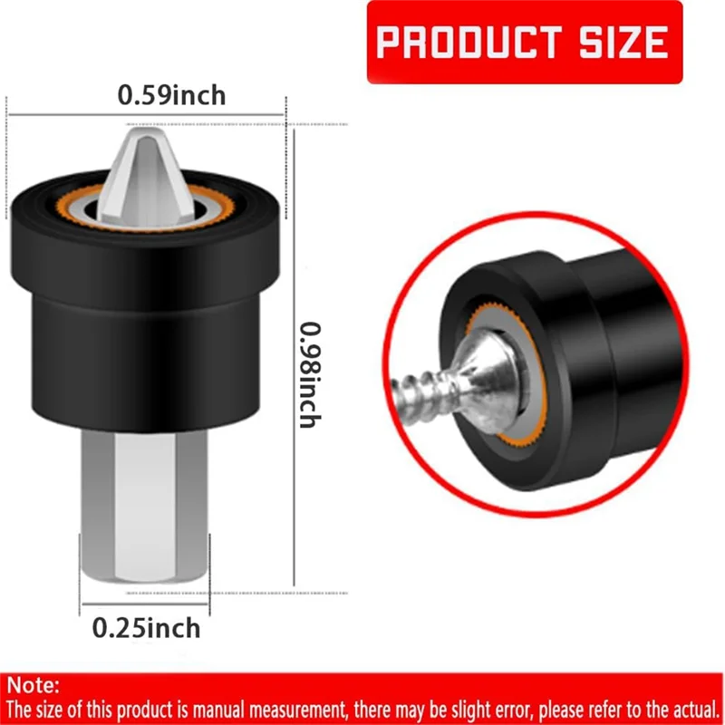 B-Est 5 قطع من أداة ضبط برغي الحوائط الجافة المغناطيسية الممتازة - لقم PH2 لبرغي الألواح الجصي 1/4 بوصة لقمة تحديد المواقع السداسية