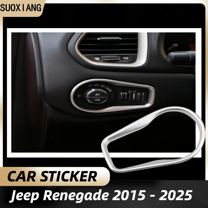 

Car ABS Matte Front Head Light Lamp Switch Button Decoration Frame Cover Trim Fit For Jeep Renegade 2015 - 2025