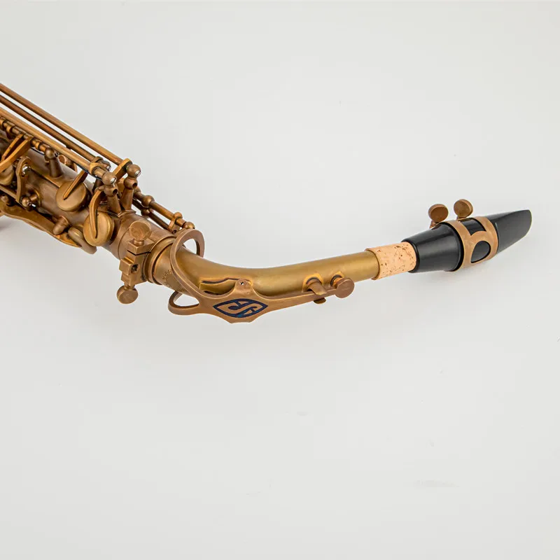 الفرنسية فريدة من نوعها الرجعية ألتو ساكسفون جديد النحاس العتيقة النحاس Eb لحن E آلة موسيقية مسطحة ساكس مع علبة المعبرة