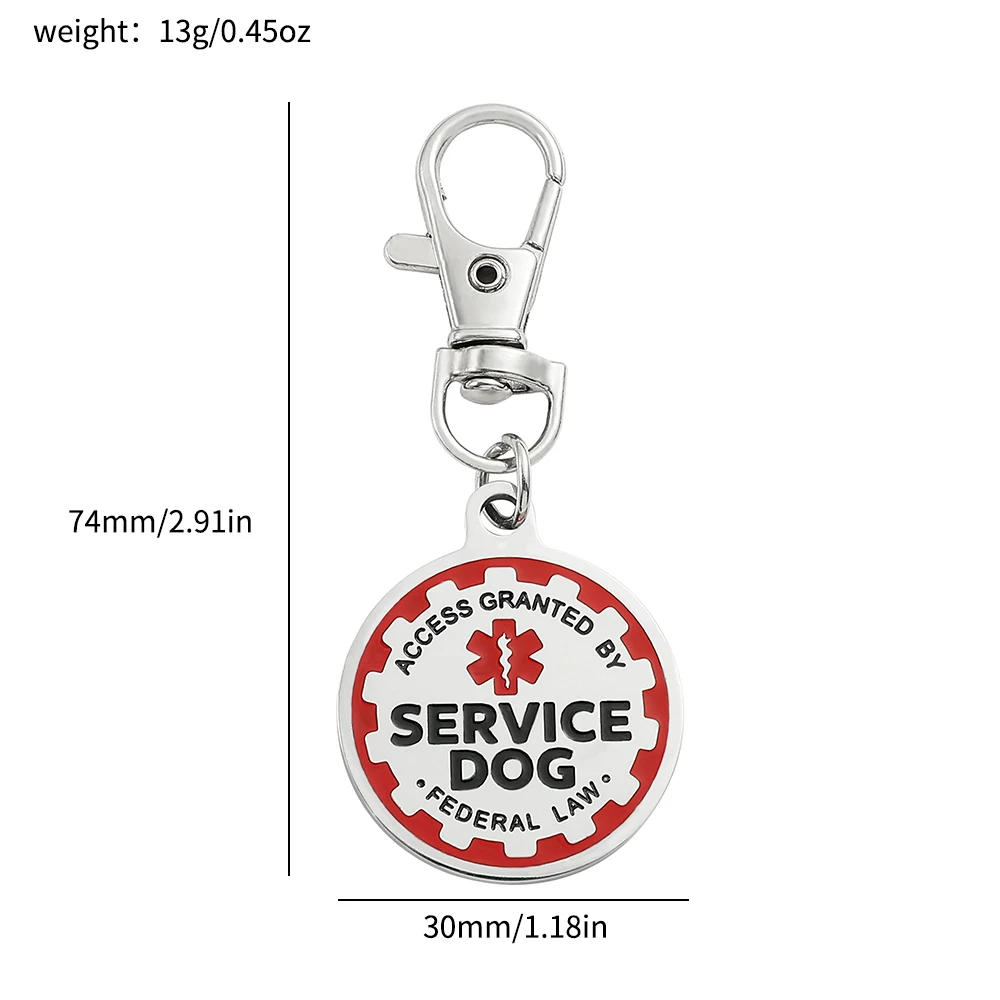 ESA Red Medical Alert Symbol Service Dog Keychain, Animal Tags Pendant Keyrings for Women and Men, Car Key Chain