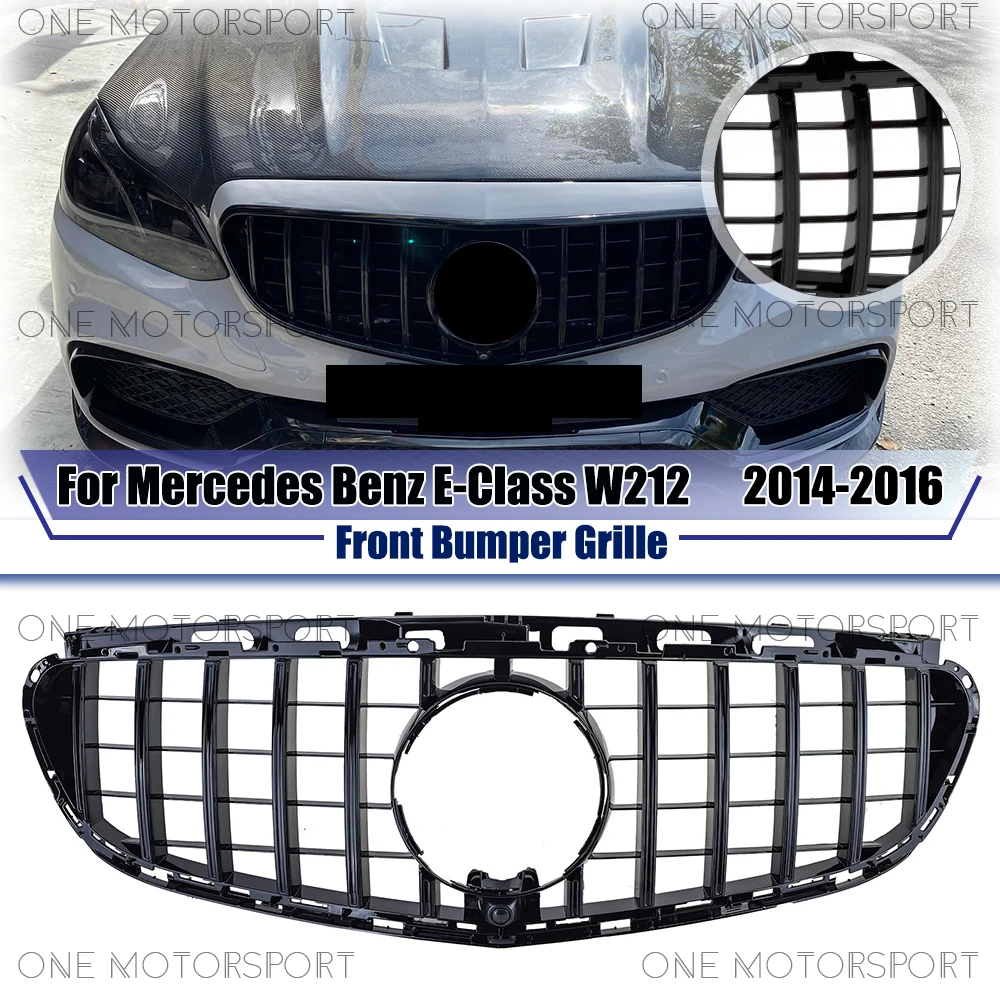 

GTR Style Front Grille For Mercedes Benz E-Class W212 2014-16 E200 E250 E300 E350 E400 Glossy Black Racing Grille Bumper Grille
