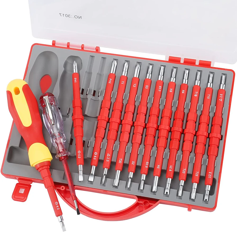 26 in 1 1000V Insulated Screwdriver Set for Electrician Professional Tools Magnetic Screw driver Bits Insulation Hand Tools