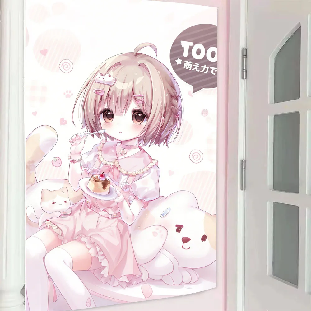 Japanischer Niedlicher Mädchen-Wandteppich Galgame Rosa Traumhafter Wandbehang Heimdekoration Kawaii Zimmer Ästhetischer Hintergrundstoff