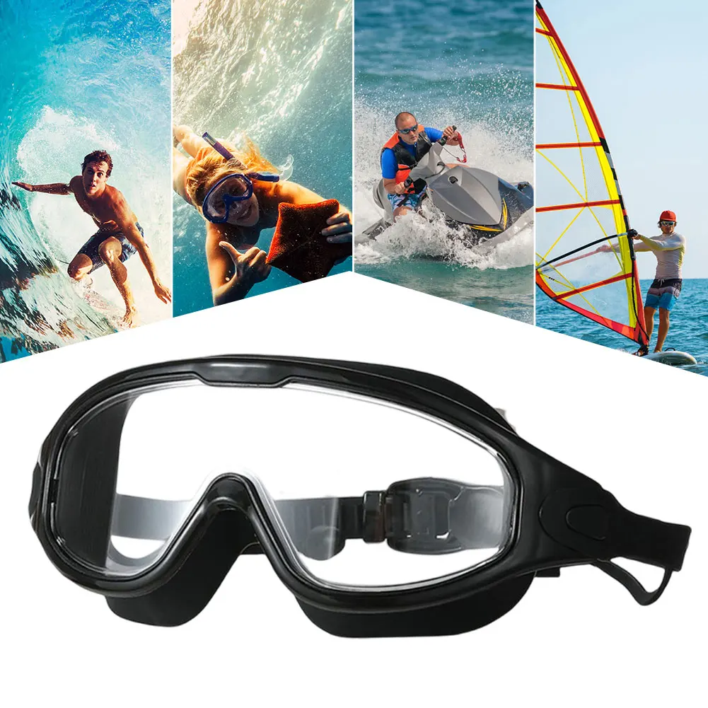 Big Frame Swimming Goggles For Adults With Earplugs Swim Glasses For Men Women Professional HD Anti-fog Goggles Silicone Eyewear