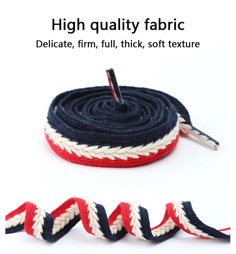 Flache Schnürsenkel für Sneaker, 1,5 cm breit, luxuriöse Regenbogen-Schnürsenkel für Damen und Herren, strukturiertes Gewebe, klassische Farben. – Detail 5