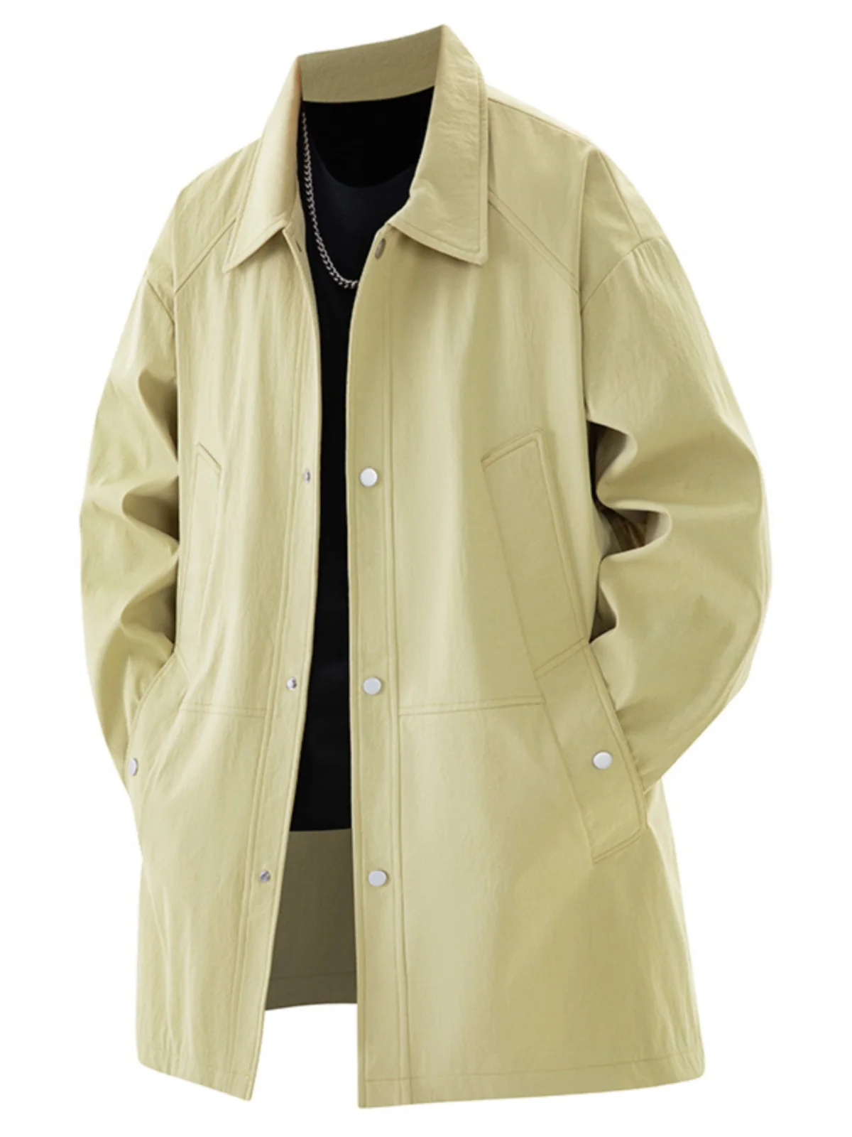 High Quality Men's Jacket Coat Spring Autumn Medium Length Stand Collar Paul Fashion Urban Style Polyester Fiber 100%