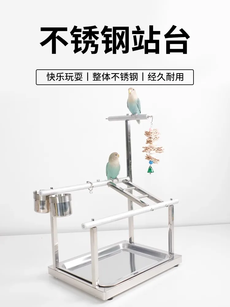 

Parrot stand Desktop training Bird stand Hand bird raising Interactive parrot stand Stainless steel platform Small and medium pa