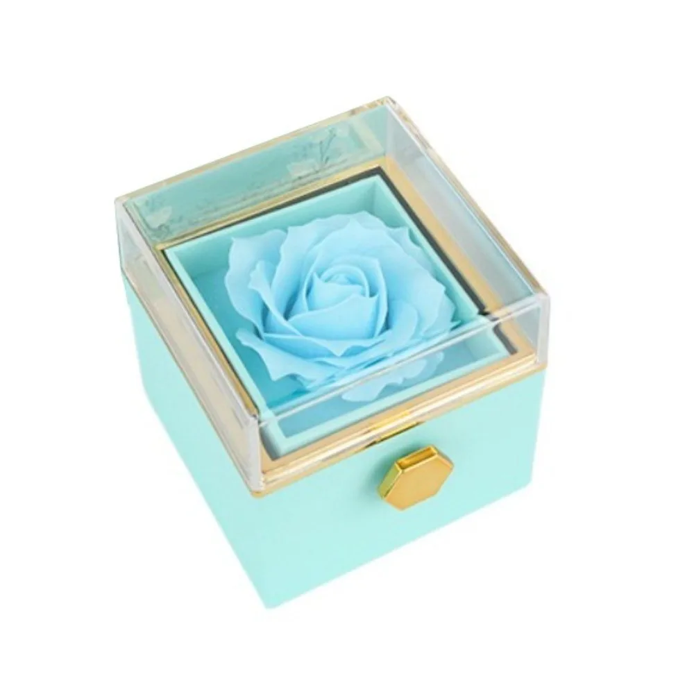 

Rotation Rose Jewelry Gift Box Ring Display Eternal Rose Proposal Ring Boxes Necklace Storage Luxury Jewelry Display Rack