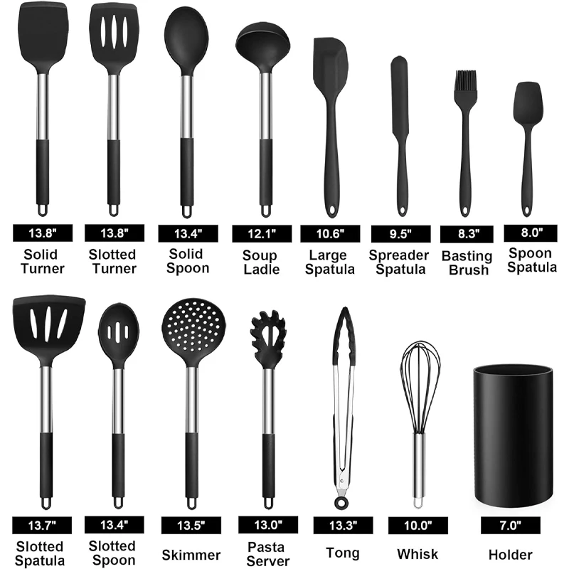 Kitchen Utensils Set 15 Pieces Silicone Cooking Utensils Set Kitchen Gadgets Cookware  Kitchen Tool Set Dishwasher Safe