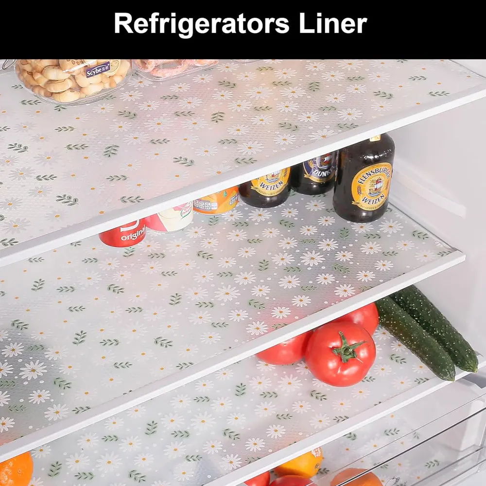 1 Roll Kitchen Cabinet Liners EVA Shelf Drawer Mat Non-Adhesive Waterproof Anti-Slip Anti-Dust Fridge Table Mat For Home Use