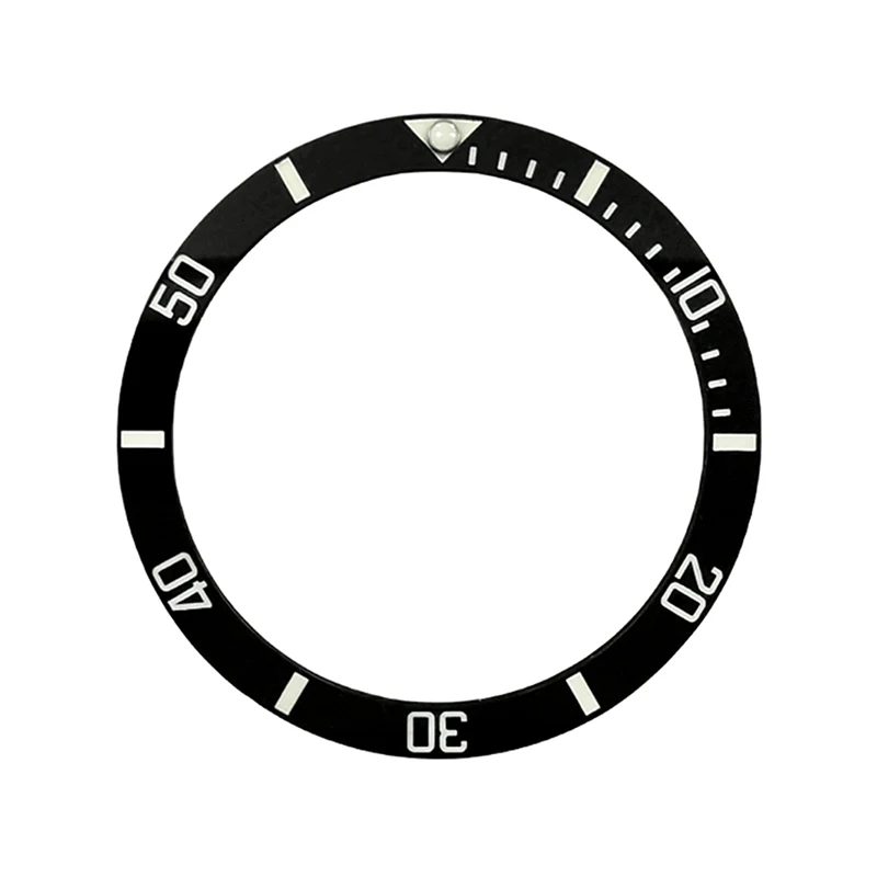 38 mm x 31,5 mm flacher, leuchtender Keramik-Uhrenlünetteneinsatz, passend für SKX007 SKX009 SRPD-Uhrengehäuse, NH35 NH36 Uhrwerk, Uhrenring-Teile – Detail 2