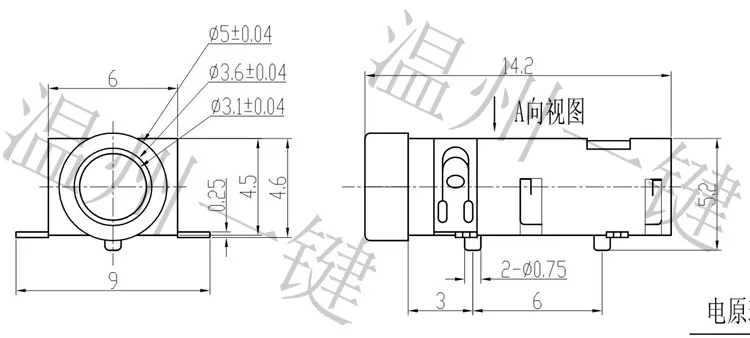 PJ-327A Silver-Plated 3.5 Earphone Interface 5-Foot Patch 2 with Fixed Point Fixed Foot Power Socket USB