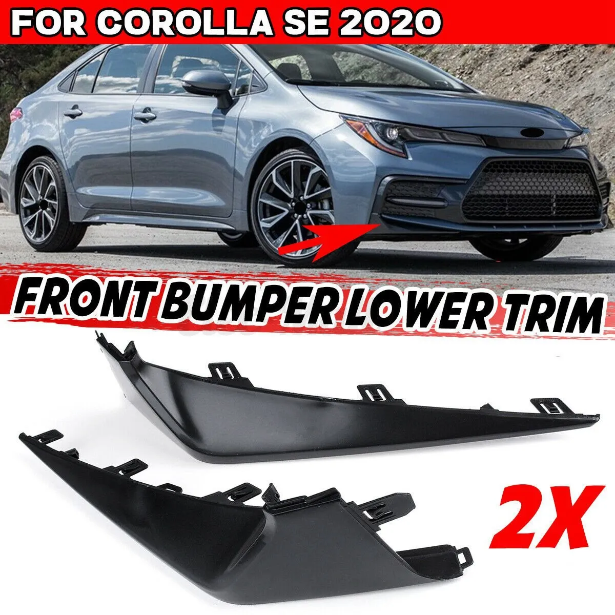 2X Front Bumper Splitter Lip Grille Lower Trim Molding Diffuser Cover Trim for TOYOTA Corolla 2020 SE XSE 52113-02040