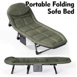 Cama de Camping ligera para exteriores, silla plegable con respaldo, sofá individual para relajarse, cómodo, largo, portátil