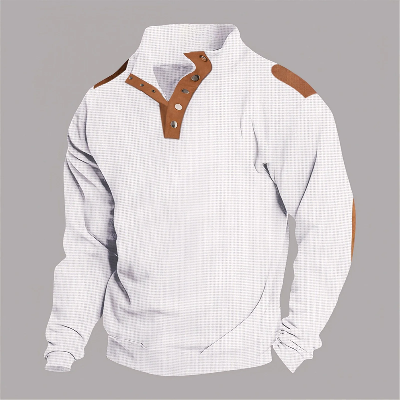 Spring and autumn new men's fashion embroidery solid color button sports casual comfortable stand collar long sleeve polo shirt