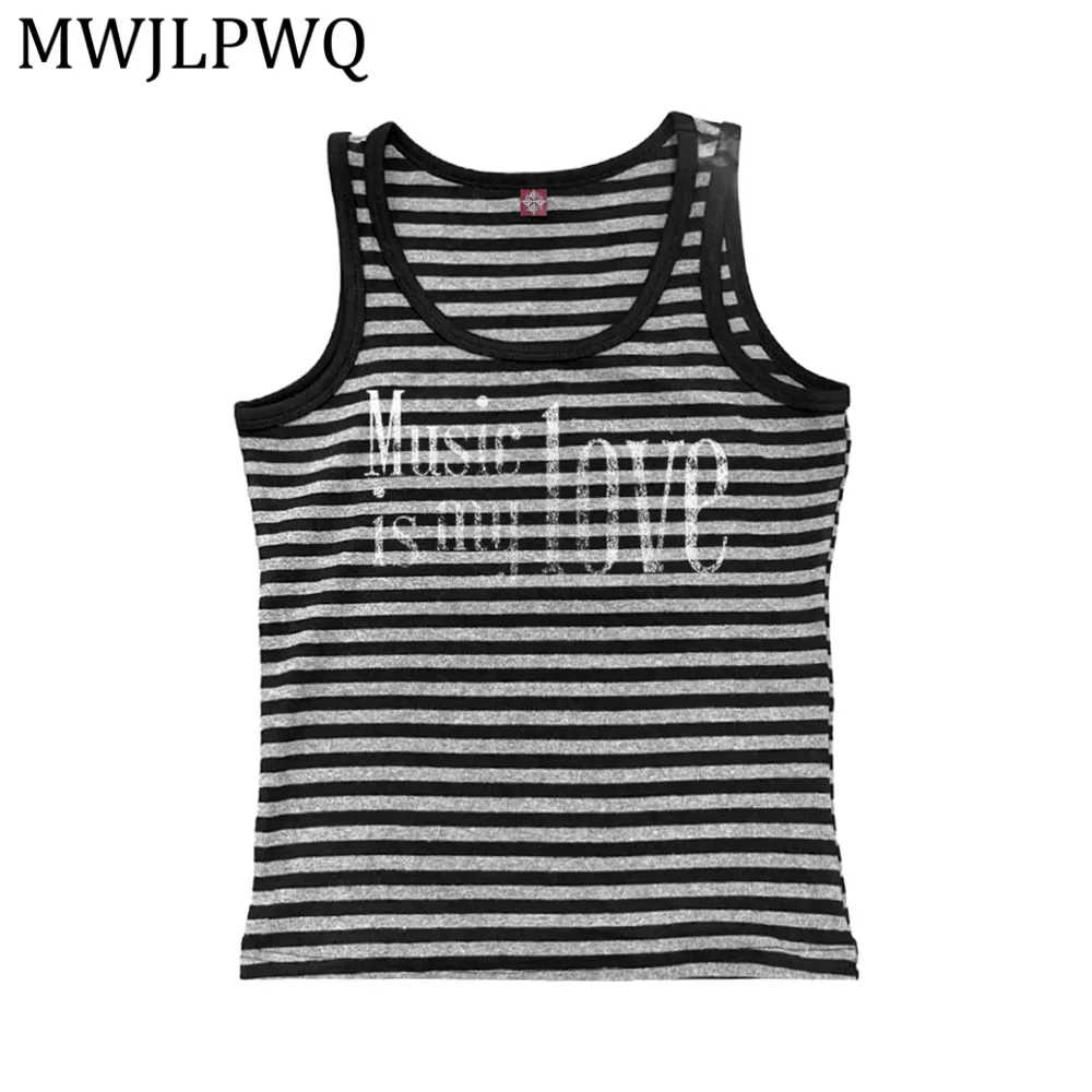 

Женский жилет MWJLPWQ с принтом, эластичный, дышащий, приятный к телу, черно-серый в полоску, повседневный топ, новинка лета 2026, 14478