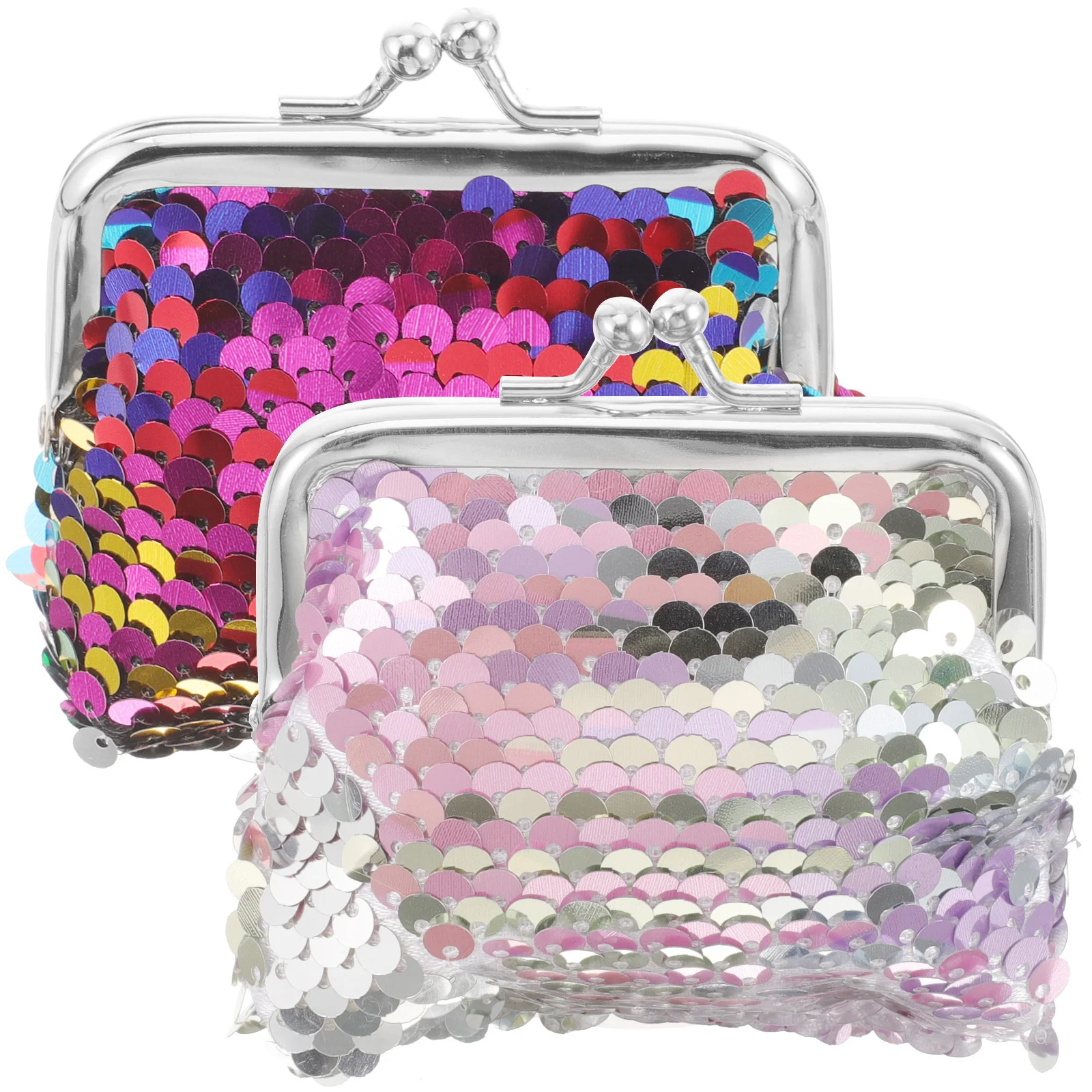 

2Pcs Glitter Coin Wallets Small Sequins Purses Kiss Lock for Women Girls Portable Secure Coin Purse for Outdoor Travel