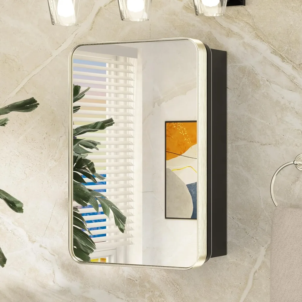 Аптечка из матового никеля для ванной комнаты, аптечка 16 x 24 дюйма с зеркалом, серебристая рамка из нержавеющей стали, регулируемая