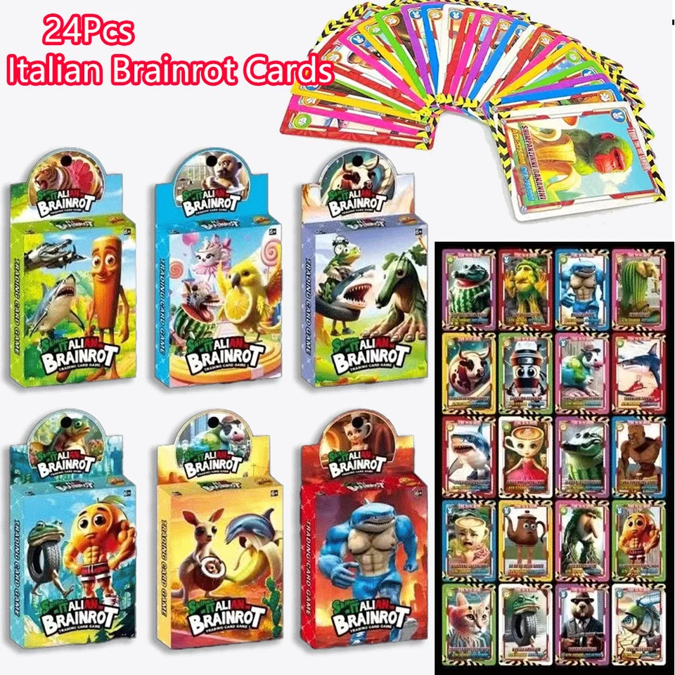 24Pcs Italian Brainrot Cards Trading Game Tung tung tung Sahur Tralalero  Tralala Collection Cards For Children Party Game Gift - AliExpress 26