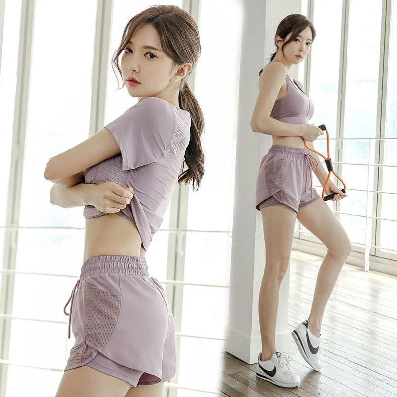 

Новый женский комплект для йоги и фитнеса: дышащий, быстросохнущий, тонкий спортивный костюм для бега Jiaqi Haowan