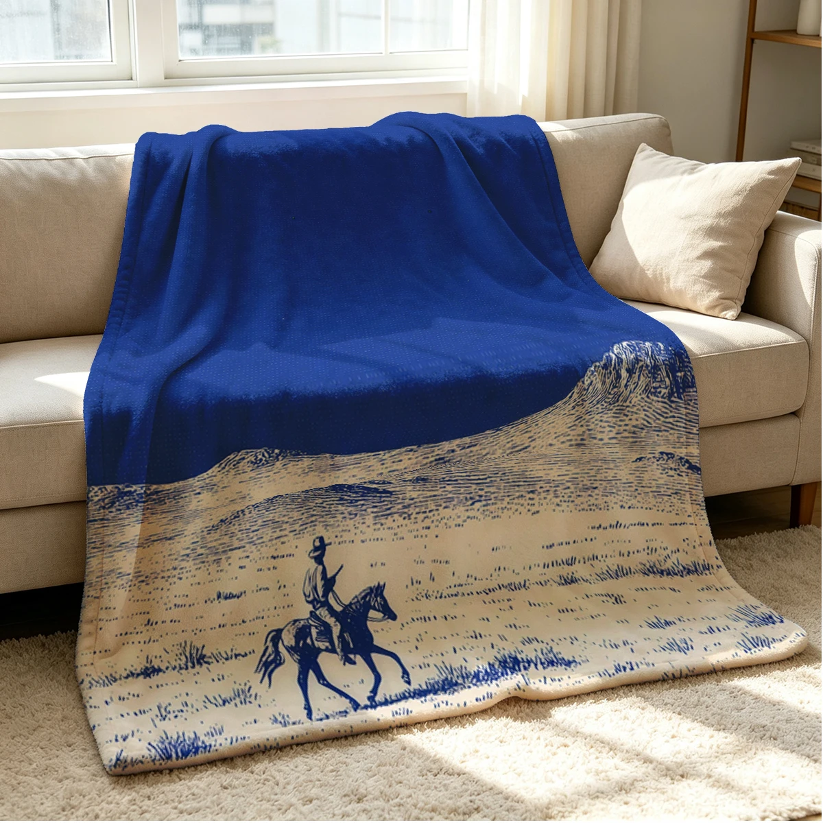 Lonely Rider Flannel Blanket Warm Soft Halloween Christmas Couch Warm Cozy Decorative Decor Gift for All Season