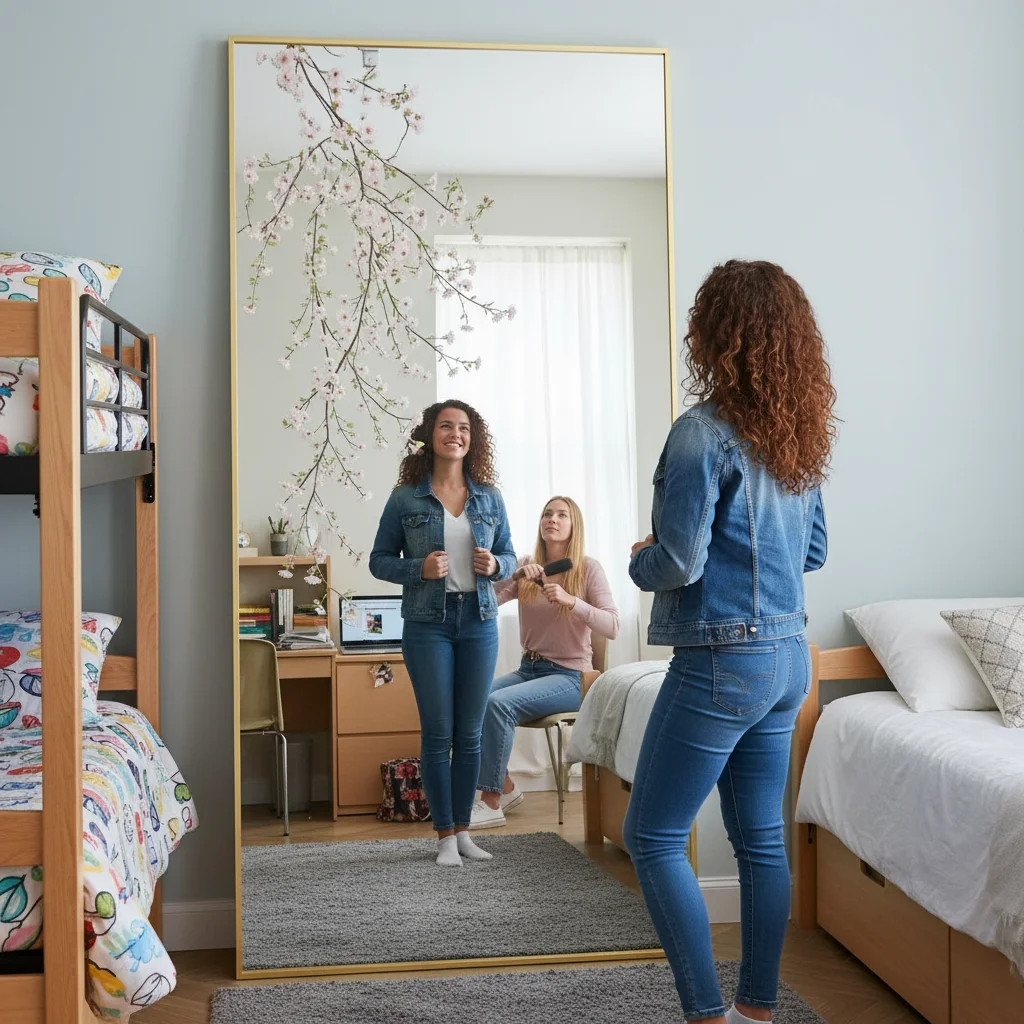 مرآة واقفة بطول كامل مقاس 71 × 26 بوصة، مرآة أرضية حديثة لغرفة النوم، ديكور أنيق للاستخدام اليومي #6