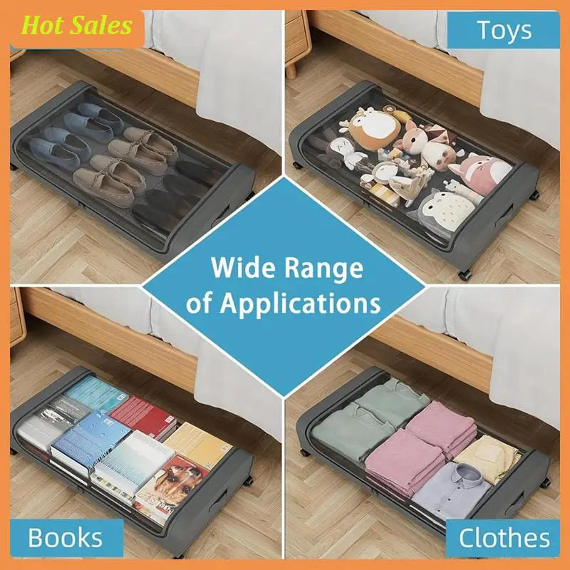 

AA05 Under Bed Storage Box With Wheels Under Bed Shoe Storage Box Rolling Under Bed Metal Drawer Stores Clothes And Toys