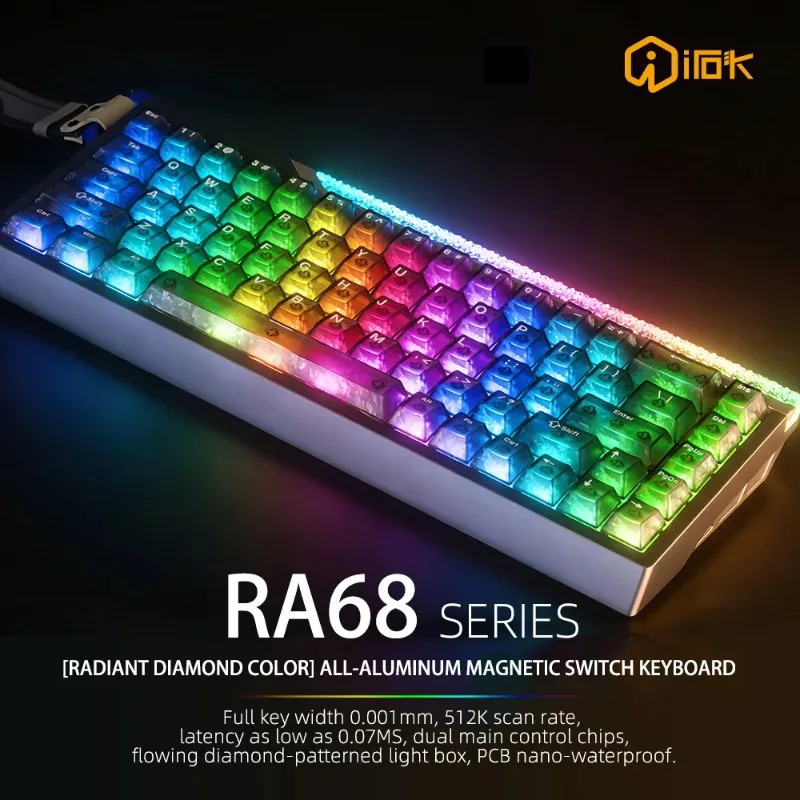 IROK Ra68 Magnetic Switch Gaming Keyboard CNC Aluminum Dual MCU 8k Polling Rate Rapid Trigger Wired RGB Keyboard for Valorant