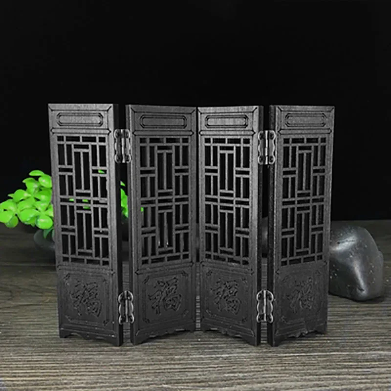 Pocket Small Screen Ornaments, Wooden Miniature Partition, Partition Wall, Jade, Hand shot, Background Decoration Frame